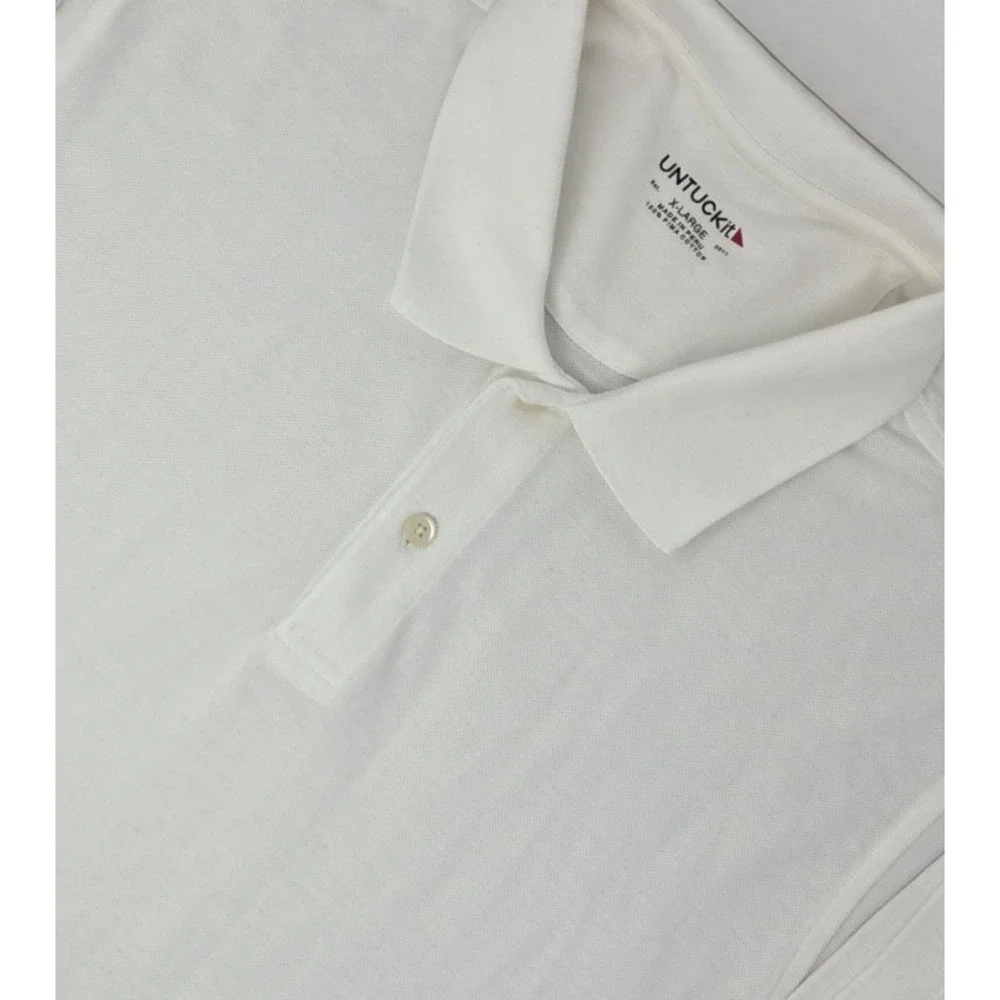 UNTUCKit Polo Shirt Men's XL White Short Sleeve Casual Gondola Pima Cotton‎